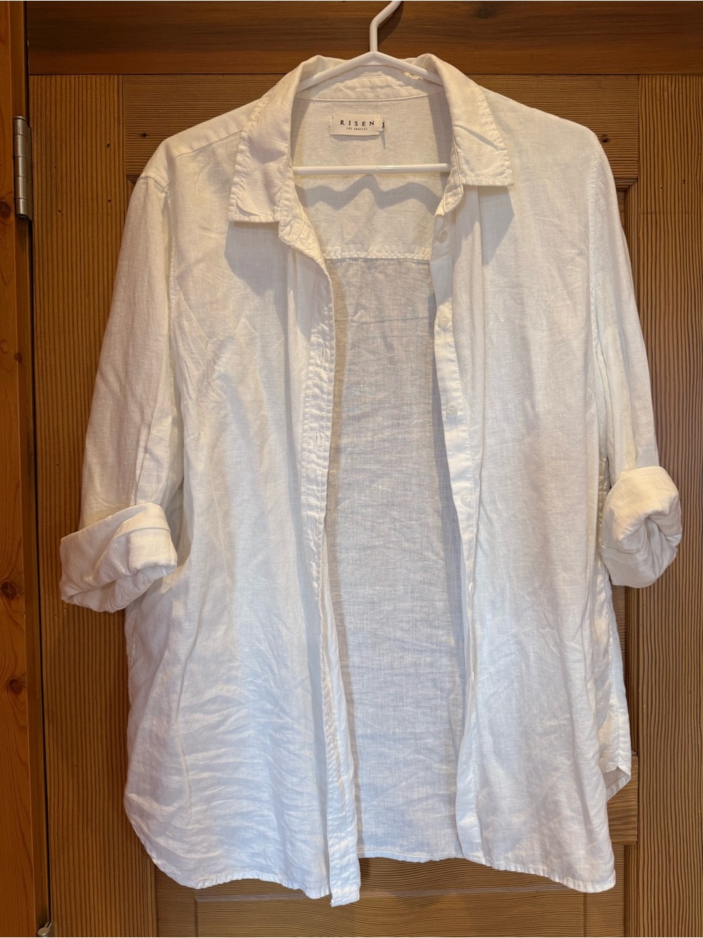 Risen Los Angeles White Linen Blend Oversized Button-Up Shirt XL